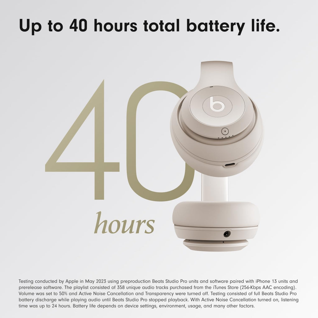 Beats Studio Pro Premium Wireless Over-Ear Headphones- Up to 40-Hour Battery Life, Active Noise Cancelling, Great for Travel & Commuting, USB-C Lossless Audio, Apple & Android Compatible -Black | Over-ear audio with active noise canceling, 40-hour battery