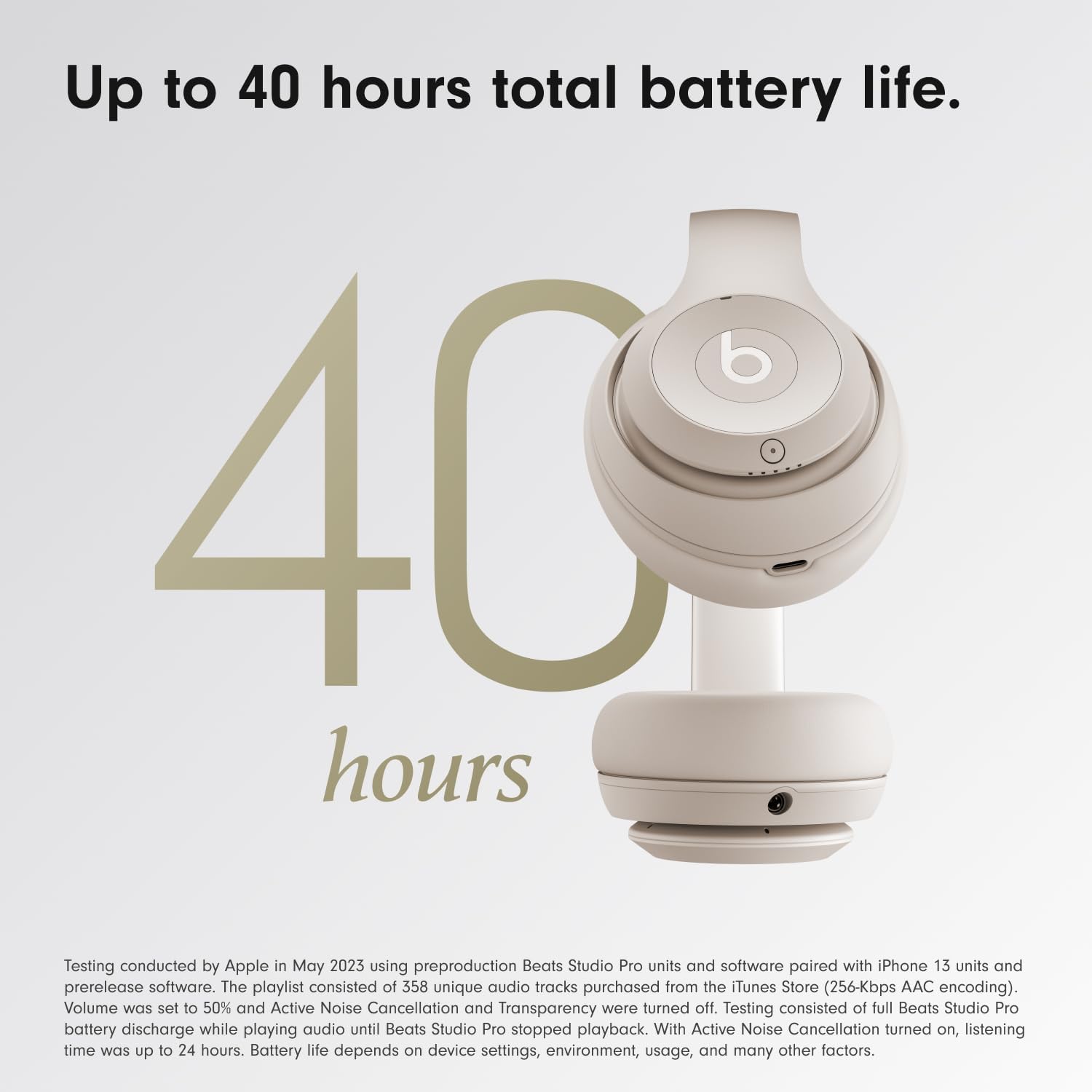 Beats Studio Pro Premium Wireless Over-Ear Headphones- Up to 40-Hour Battery Life, Active Noise Cancelling, Great for Travel & Commuting, USB-C Lossless Audio, Apple & Android Compatible -Black | Over-ear audio with active noise canceling, 40-hour battery