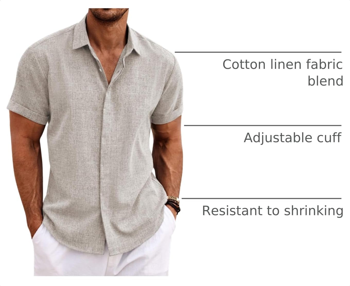 COOFANDY Men's Linen Shirts Short Sleeve Casual Shirts Button Down Shirt for Men Beach Summer Wedding Shirt