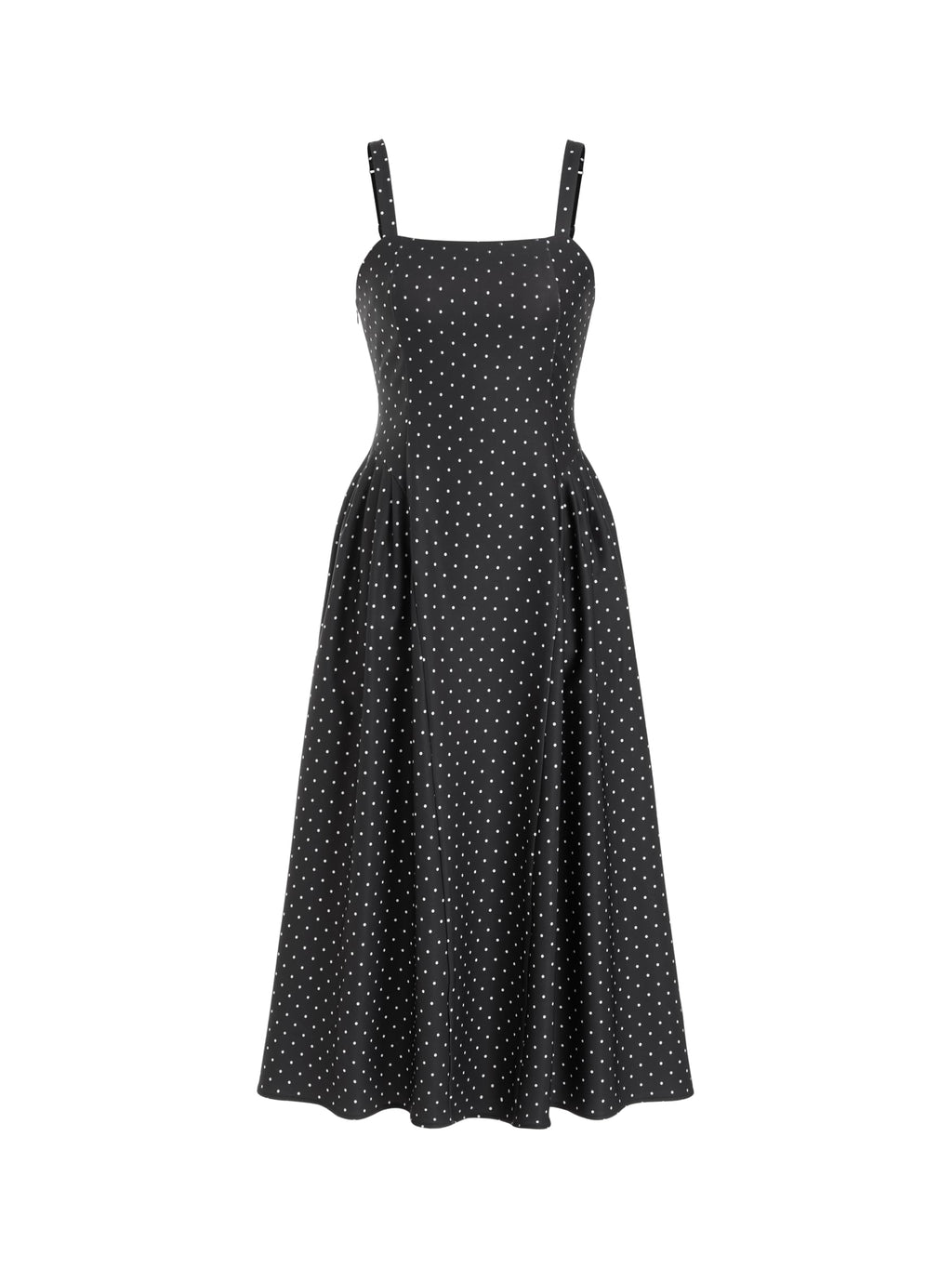 CIDER Womens Polka Dots Summer Casual Dresses Square Neck Sleeveless Midi A Line Elegant Dress