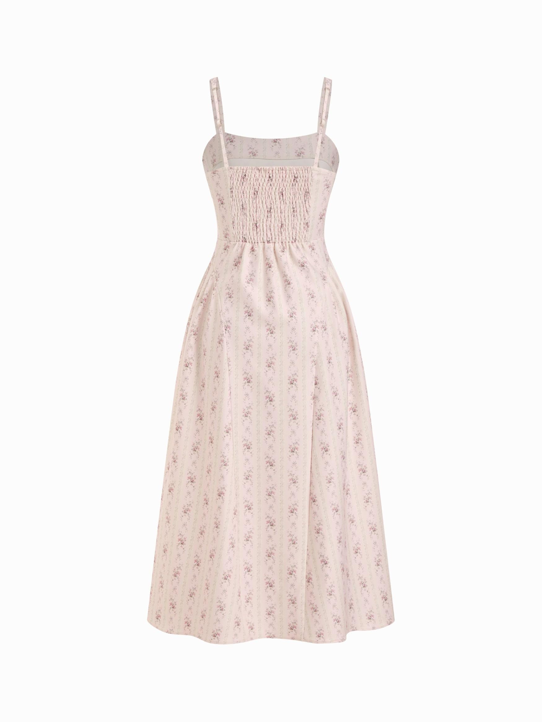 CIDER Womens Polka Dots Summer Casual Dresses Square Neck Sleeveless Midi A Line Elegant Dress