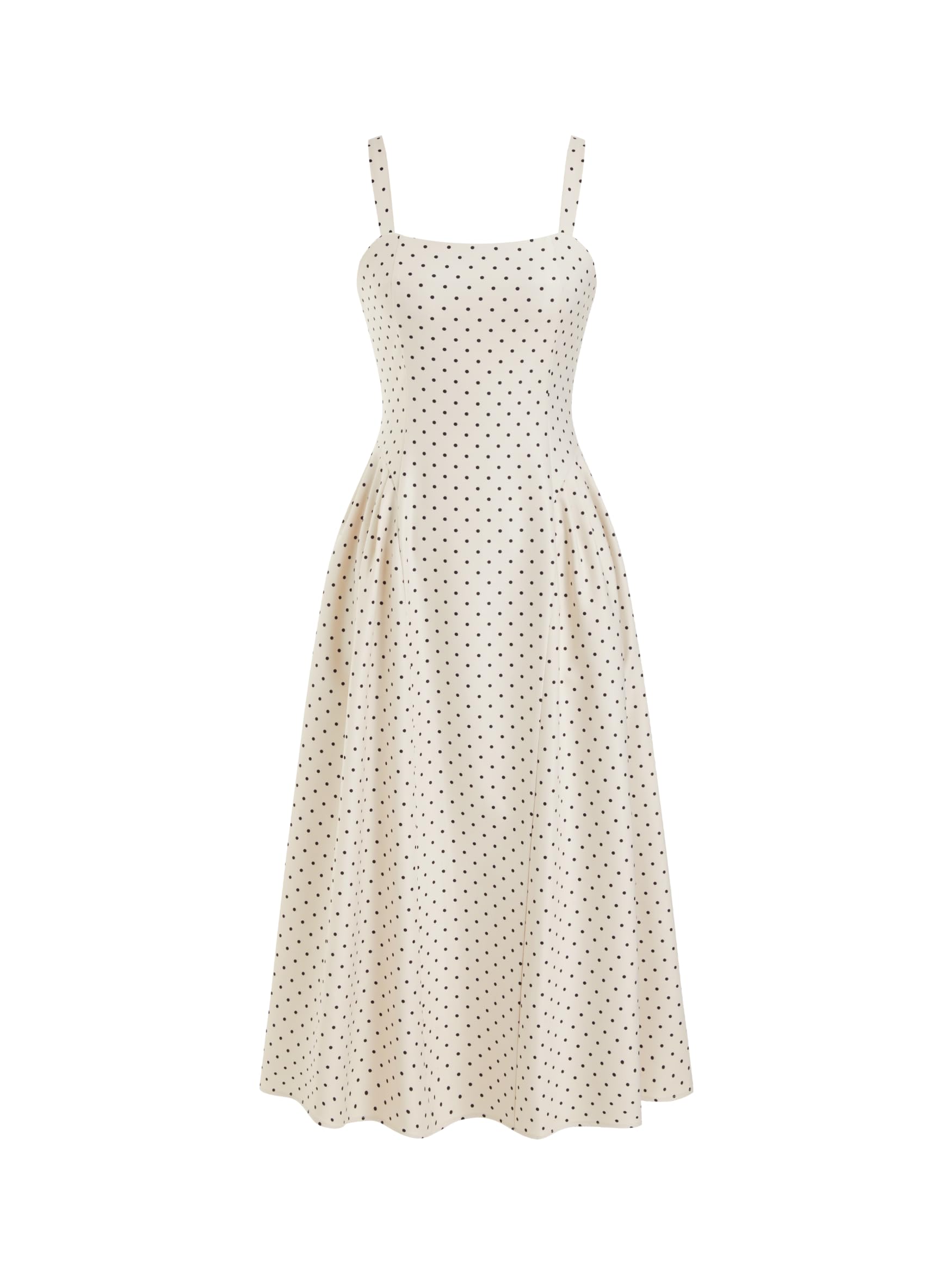 CIDER Womens Polka Dots Summer Casual Dresses Square Neck Sleeveless Midi A Line Elegant Dress