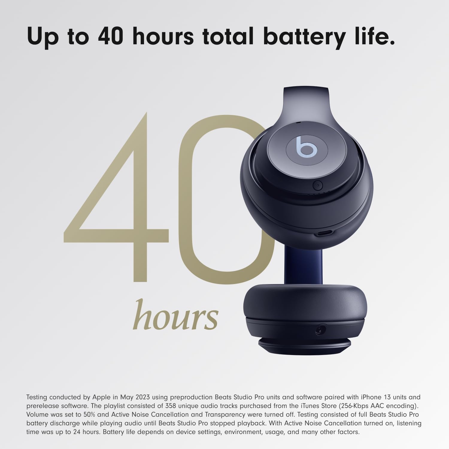 Beats Studio Pro Premium Wireless Over-Ear Headphones- Up to 40-Hour Battery Life, Active Noise Cancelling, Great for Travel & Commuting, USB-C Lossless Audio, Apple & Android Compatible -Black | Over-ear audio with active noise canceling, 40-hour battery