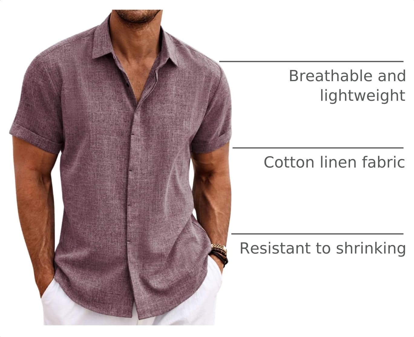 COOFANDY Men's Linen Shirts Short Sleeve Casual Shirts Button Down Shirt for Men Beach Summer Wedding Shirt