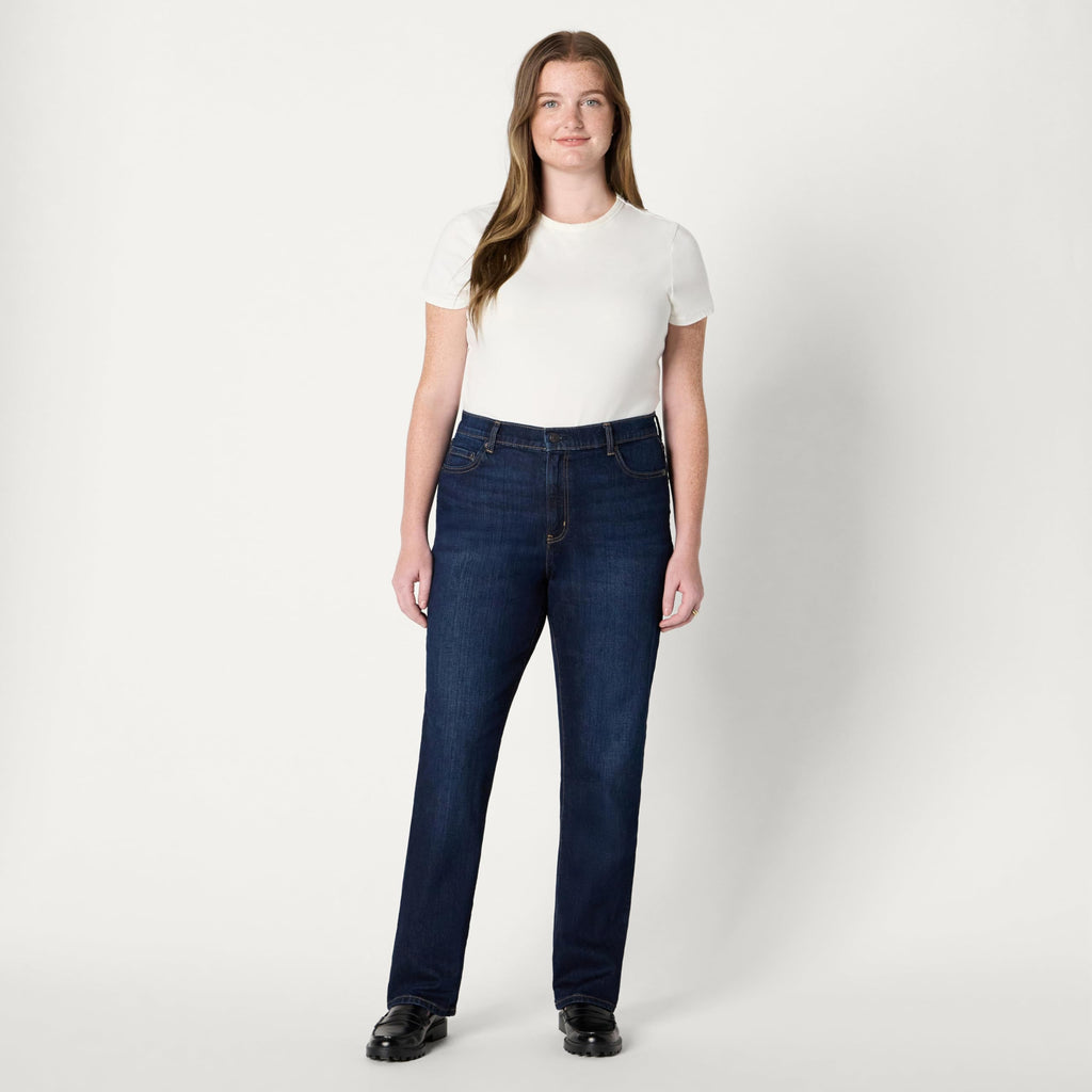 Amazon Essentials Women's Medium Stretch Slim-Fit Mid-Rise Straight Leg Jeans