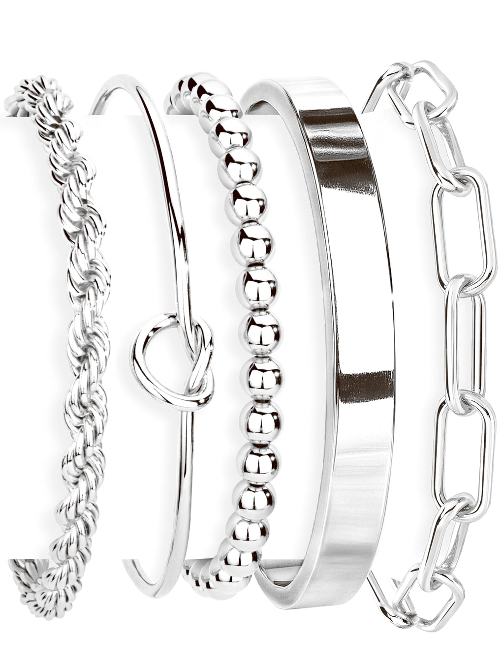 Gokeey Gold Bracelets Set for Women Non Tarnish, Waterproof 14K Gold Plated Sterling Silver Chunky Cuff Bracelet Stackable Gold Bangles Bracelet for Women Trendy Fashion Accessories Tie Knot Cuban Rope Paperclip Beaded Bracelet Stack Jewelry Mothers Day G