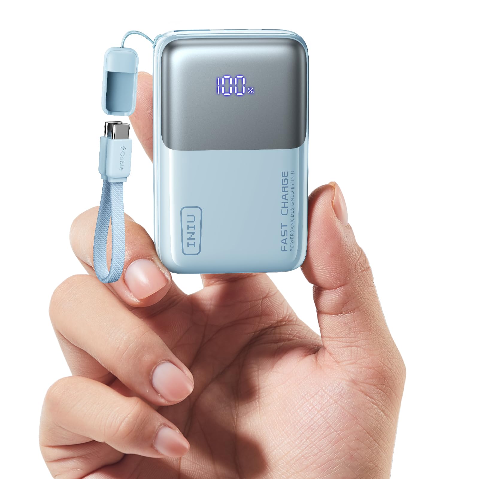 INIU Portable Charger, Ultra Mini 10000mAh 45W Fast Charging Power Bank | Flight-Safe, USB-C Cable, Travel Essential, 45W Battery Phone Pack for iPhone 17 16 Samsung S26 Google iPad etc
