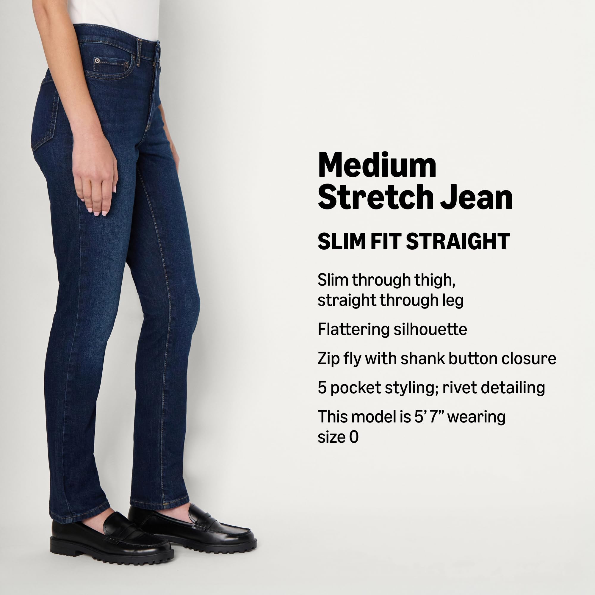 Amazon Essentials Women's Medium Stretch Slim-Fit Mid-Rise Straight Leg Jeans