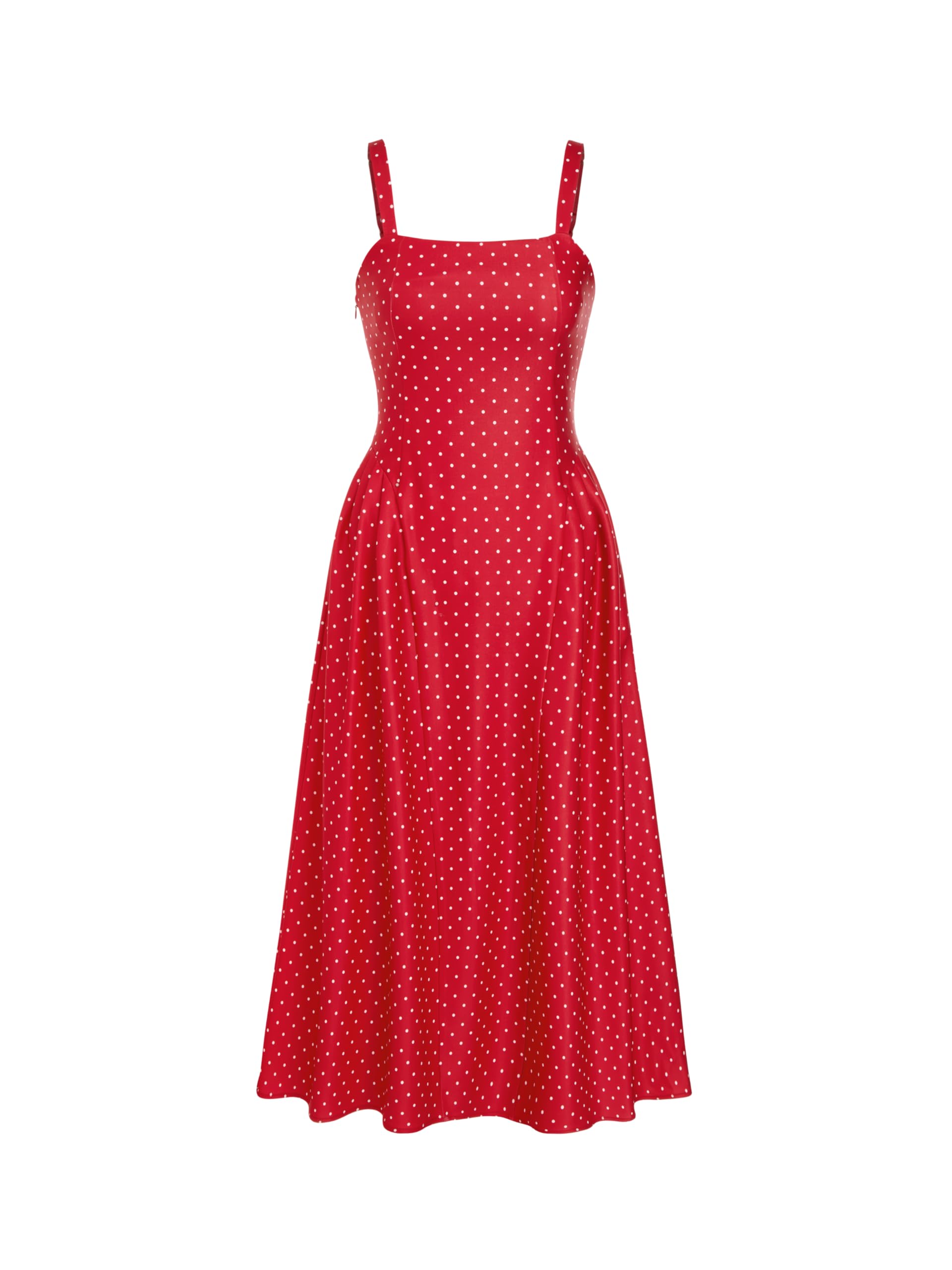 CIDER Womens Polka Dots Summer Casual Dresses Square Neck Sleeveless Midi A Line Elegant Dress