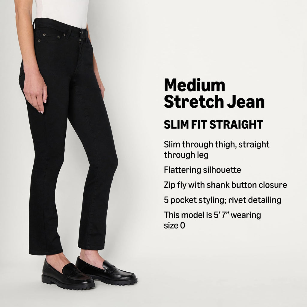 Amazon Essentials Women's Medium Stretch Slim-Fit Mid-Rise Straight Leg Jeans