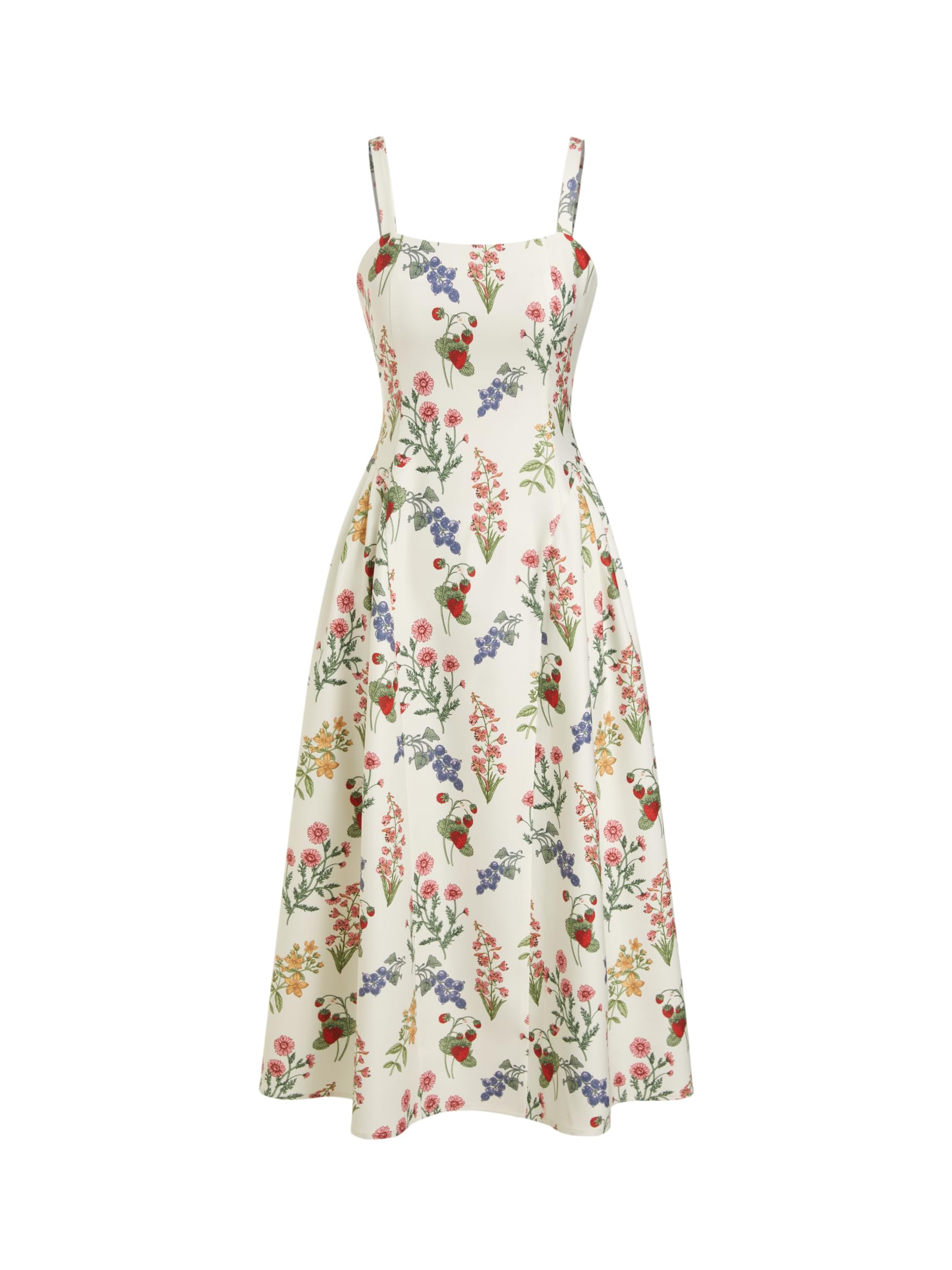 CIDER Womens Polka Dots Summer Casual Dresses Square Neck Sleeveless Midi A Line Elegant Dress