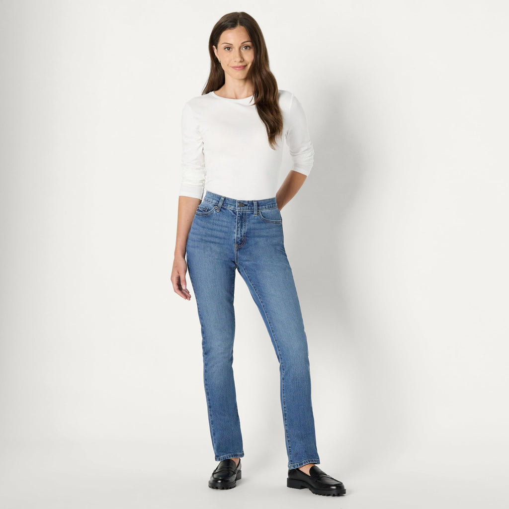 Amazon Essentials Women's Medium Stretch Slim-Fit Mid-Rise Straight Leg Jeans