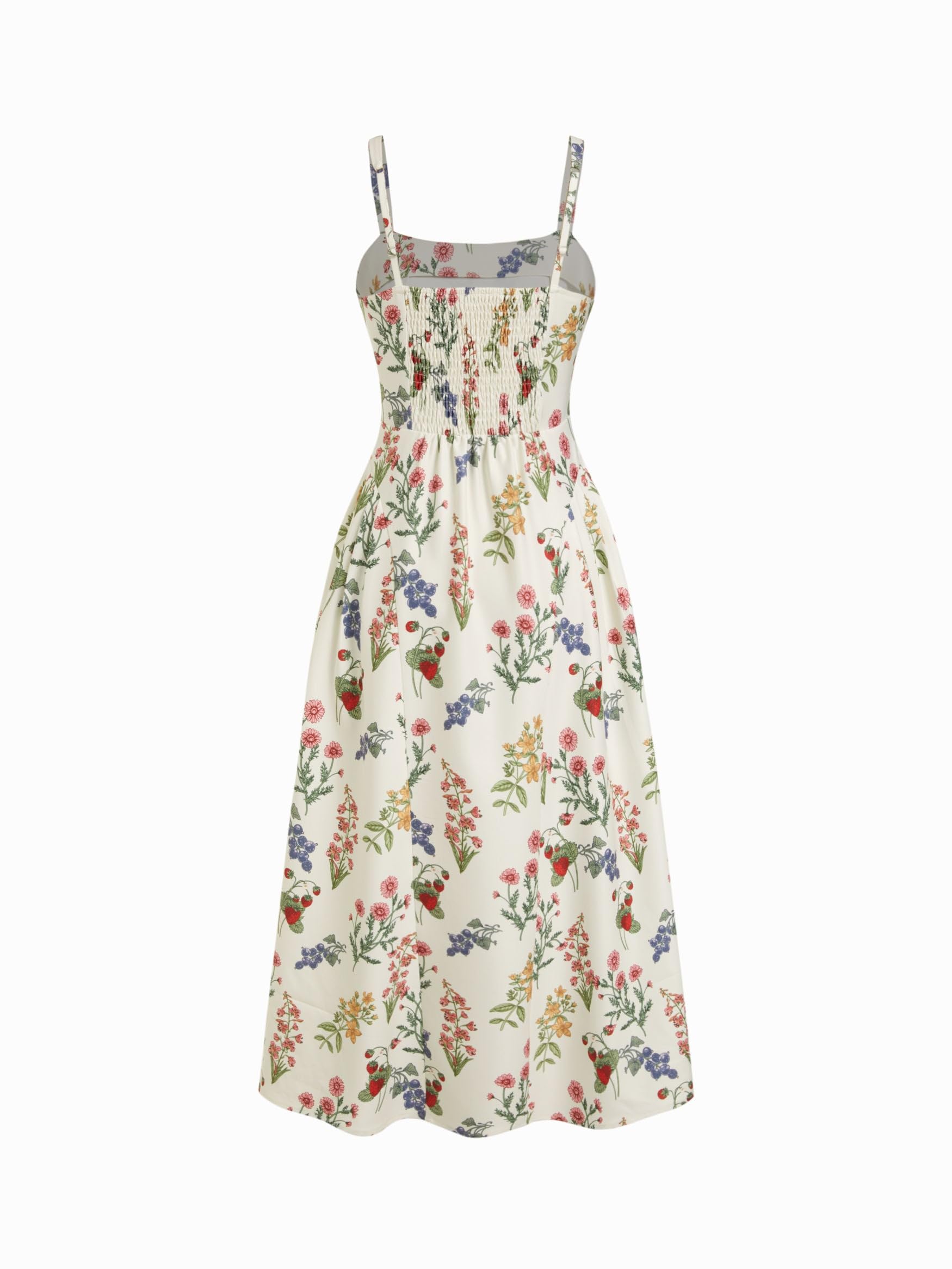 CIDER Womens Polka Dots Summer Casual Dresses Square Neck Sleeveless Midi A Line Elegant Dress