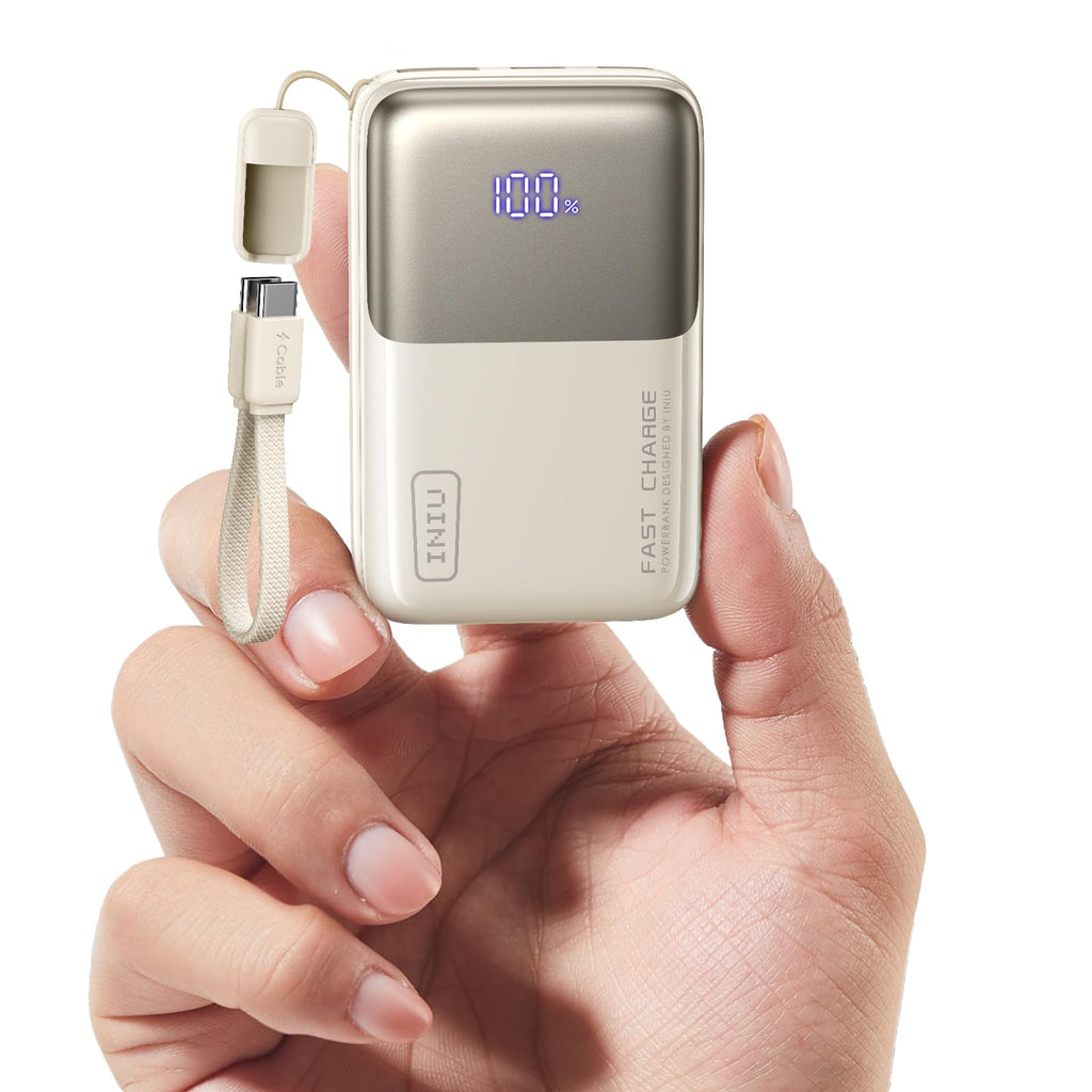 INIU Portable Charger, Ultra Mini 10000mAh 45W Fast Charging Power Bank | Flight-Safe, USB-C Cable, Travel Essential, 45W Battery Phone Pack for iPhone 17 16 Samsung S26 Google iPad etc