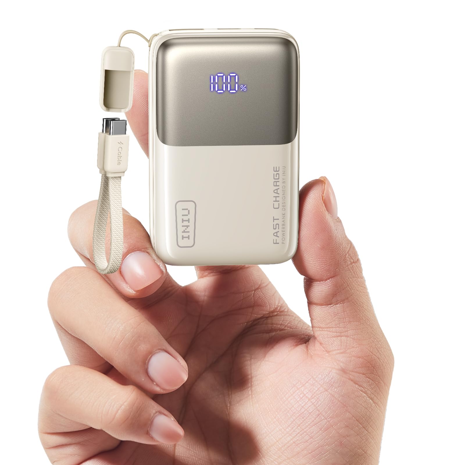 INIU Portable Charger, Ultra Mini 10000mAh 45W Fast Charging Power Bank | Flight-Safe, USB-C Cable, Travel Essential, 45W Battery Phone Pack for iPhone 17 16 Samsung S26 Google iPad etc
