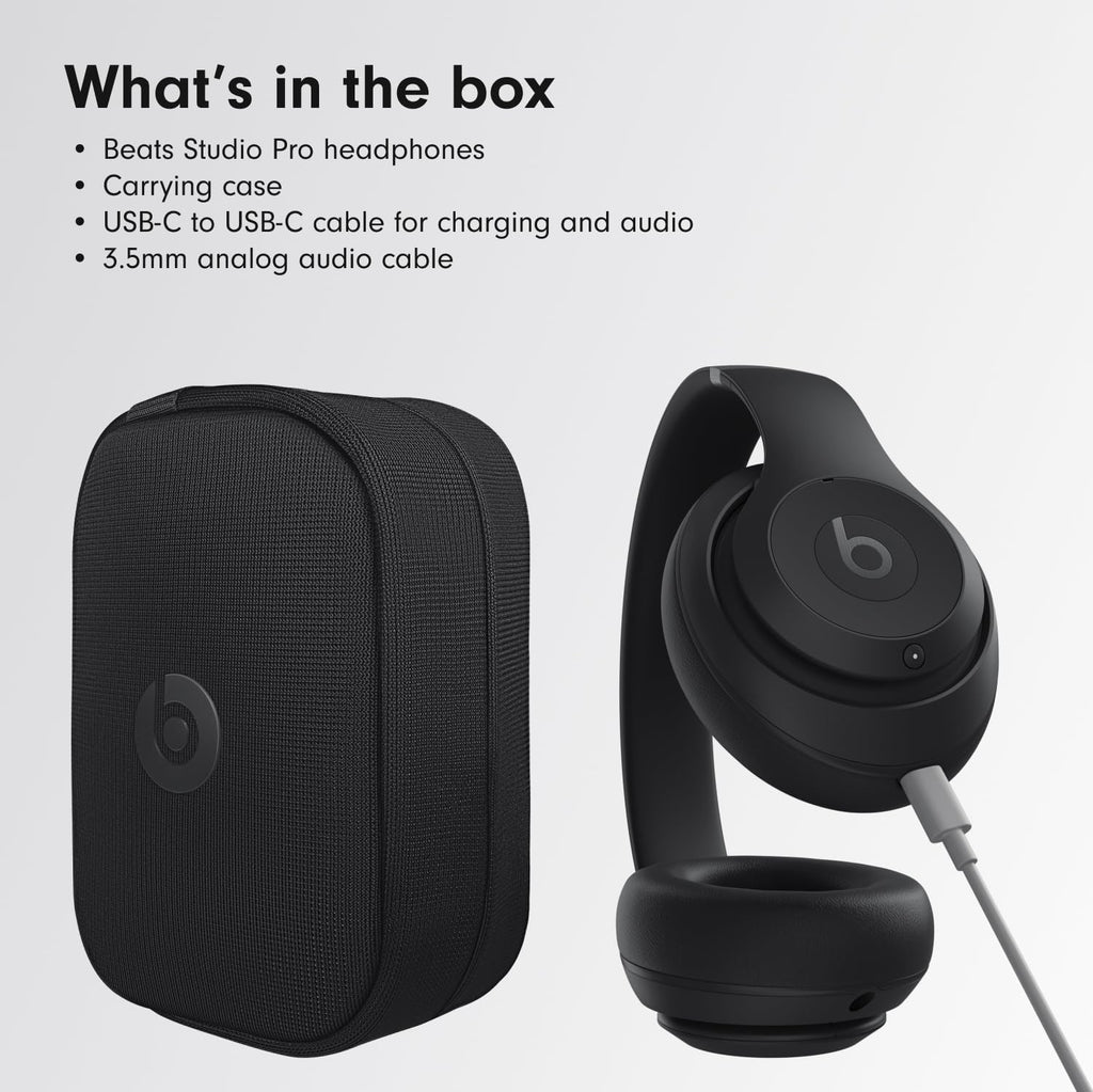 Beats Studio Pro Premium Wireless Over-Ear Headphones- Up to 40-Hour Battery Life, Active Noise Cancelling, Great for Travel & Commuting, USB-C Lossless Audio, Apple & Android Compatible -Black | Over-ear audio with active noise canceling, 40-hour battery