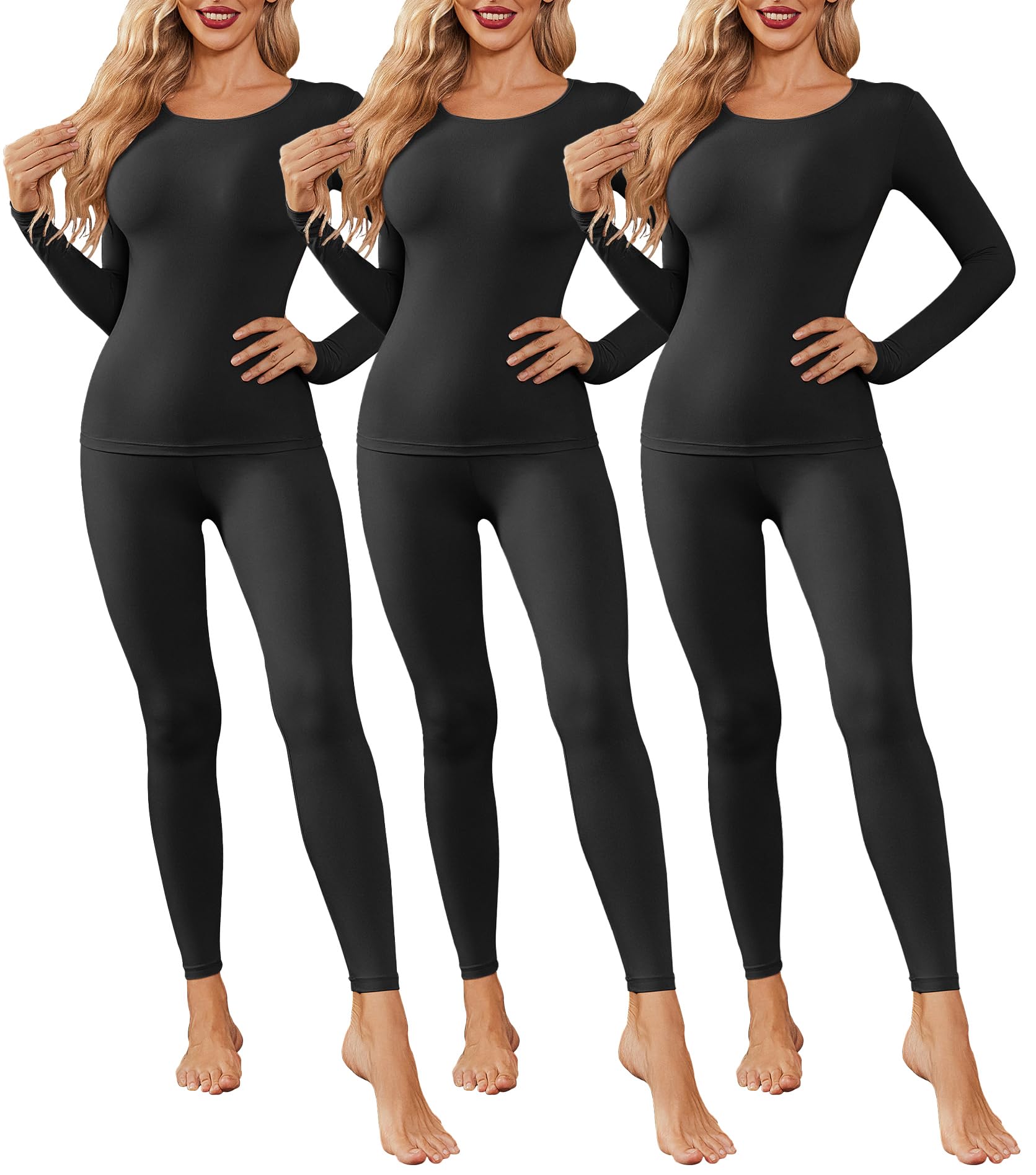 Thermal Underwear for Women Long Johns Base Layer Pajama Sets Cold Weather | Thermal clothes for women, soft stretchy feel, base layering, home lounging, sleep, daily wear, outdoor use, winter wear