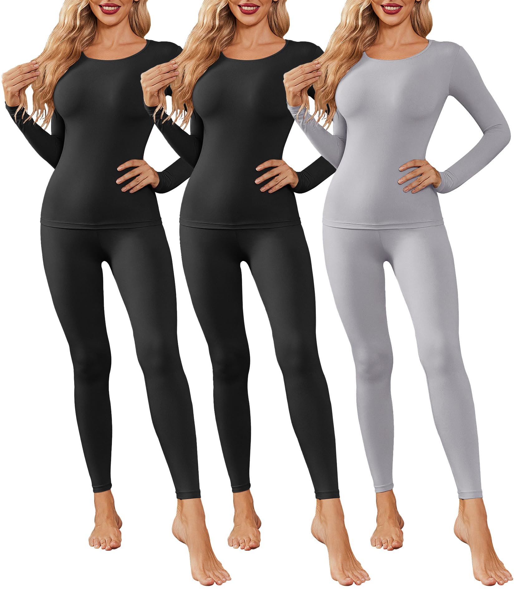 Thermal Underwear for Women Long Johns Base Layer Pajama Sets Cold Weather | Thermal clothes for women, soft stretchy feel, base layering, home lounging, sleep, daily wear, outdoor use, winter wear