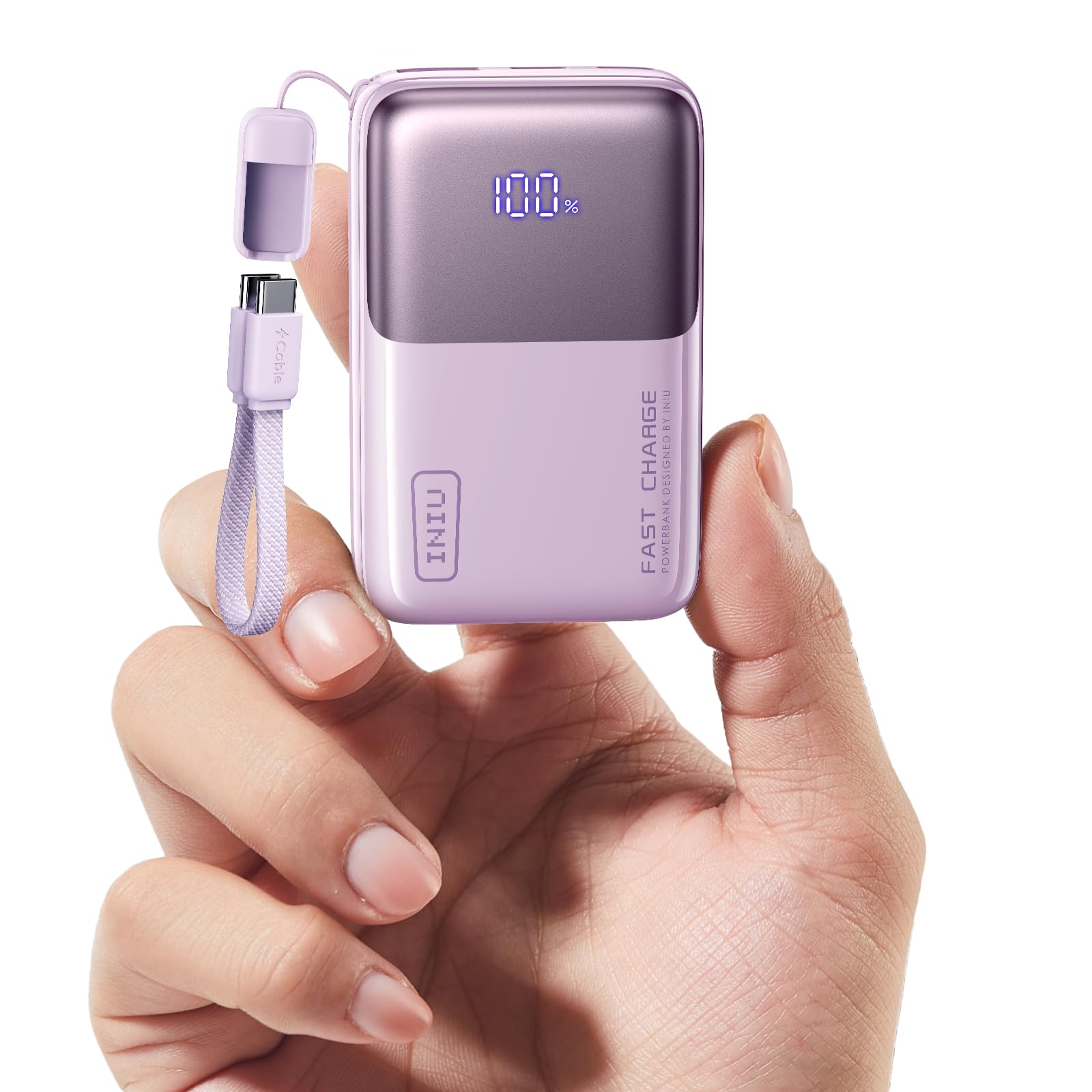 INIU Portable Charger, Ultra Mini 10000mAh 45W Fast Charging Power Bank | Flight-Safe, USB-C Cable, Travel Essential, 45W Battery Phone Pack for iPhone 17 16 Samsung S26 Google iPad etc