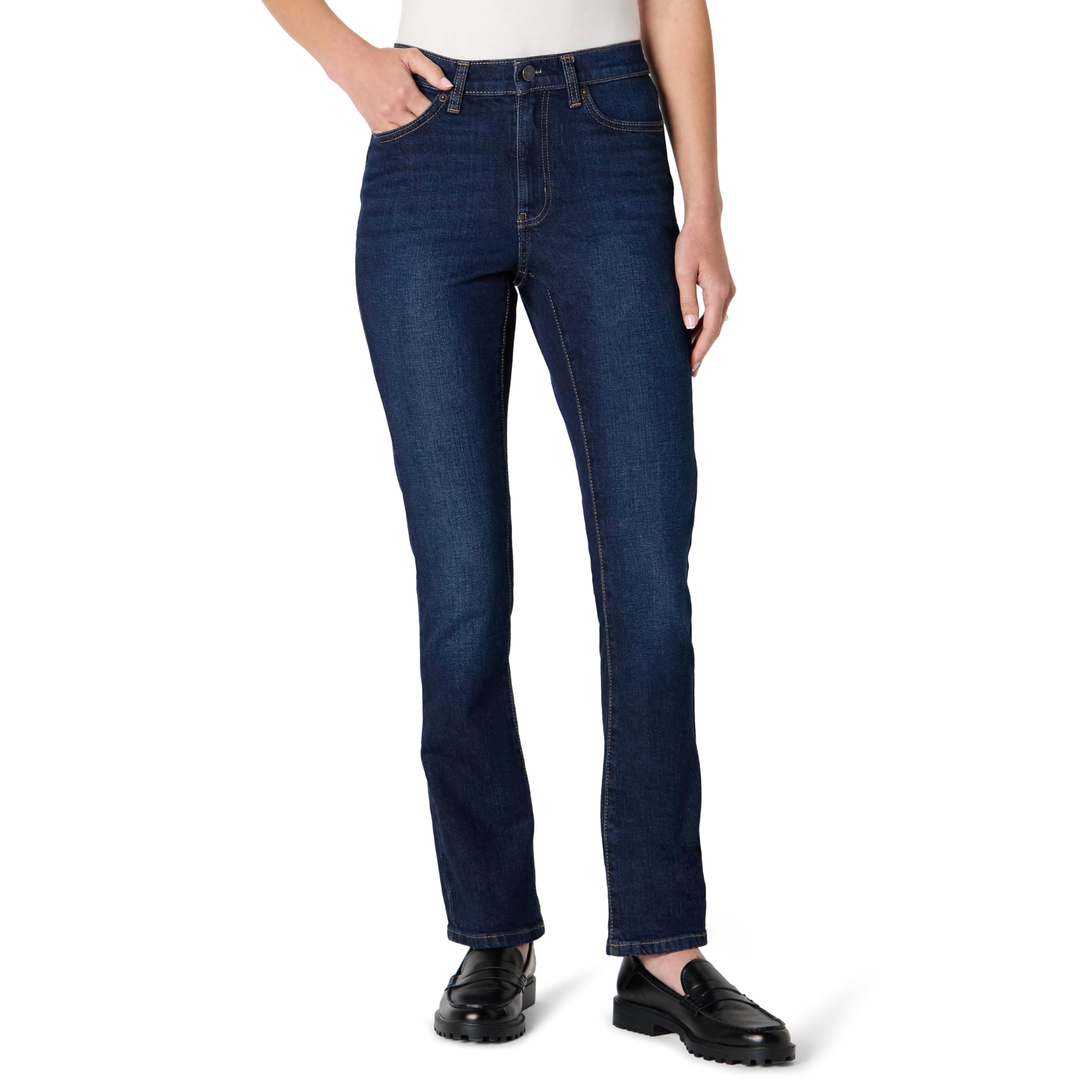 Amazon Essentials Women's Medium Stretch Slim-Fit Mid-Rise Straight Leg Jeans