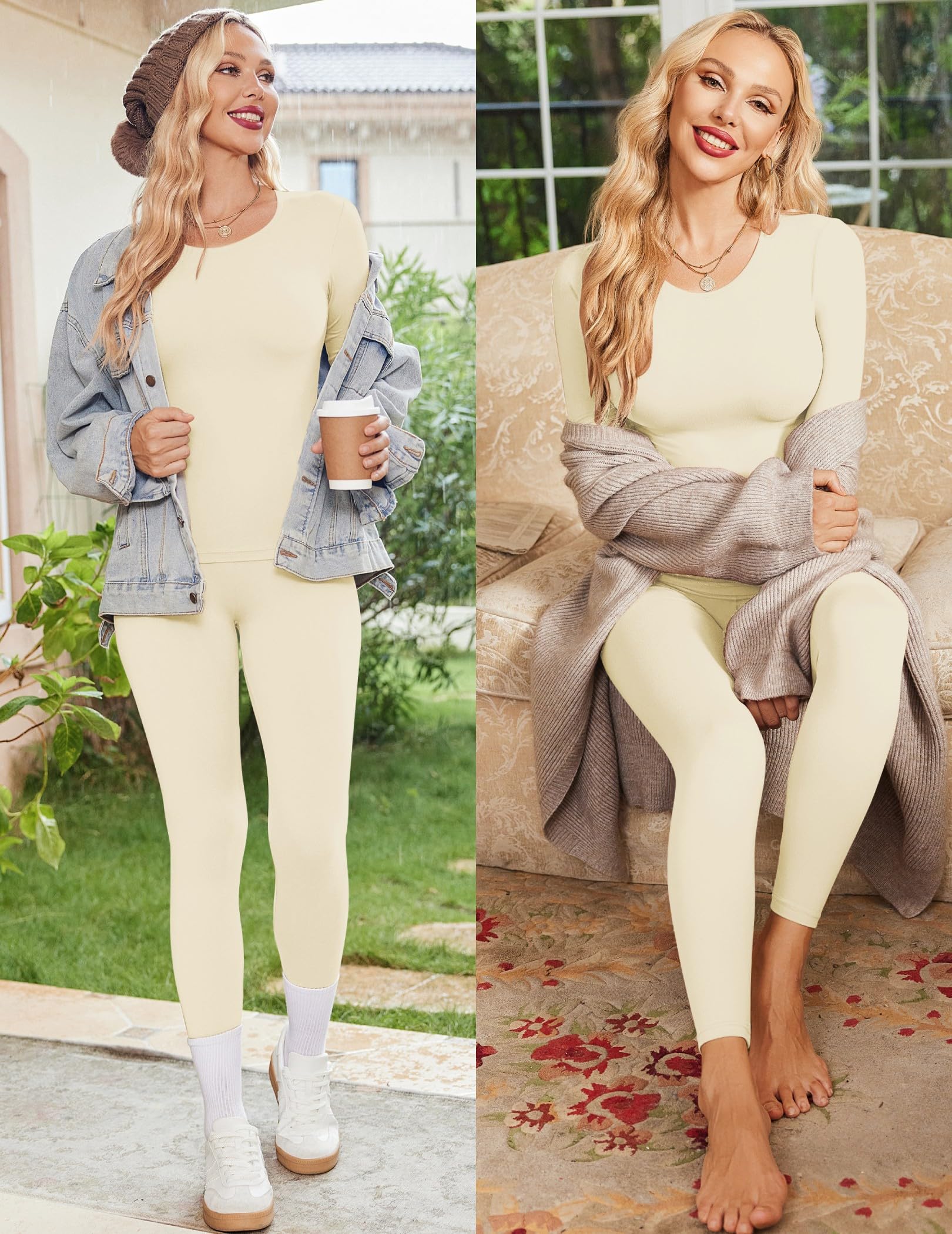 Thermal Underwear for Women Long Johns Base Layer Pajama Sets Cold Weather | Thermal clothes for women, soft stretchy feel, base layering, home lounging, sleep, daily wear, outdoor use, winter wear
