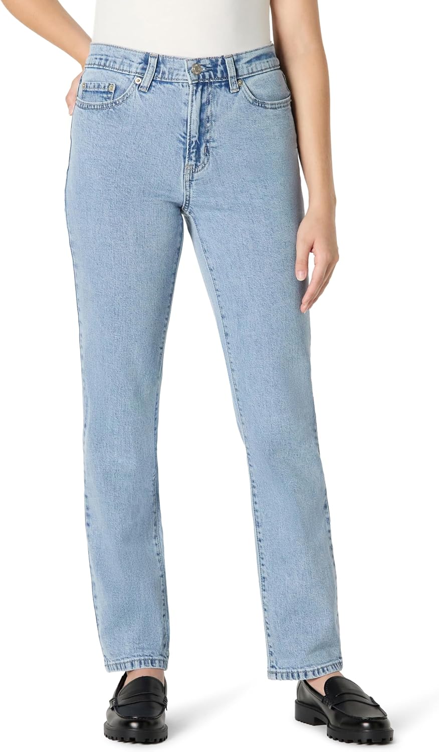 Amazon Essentials Women's Medium Stretch Slim-Fit Mid-Rise Straight Leg Jeans