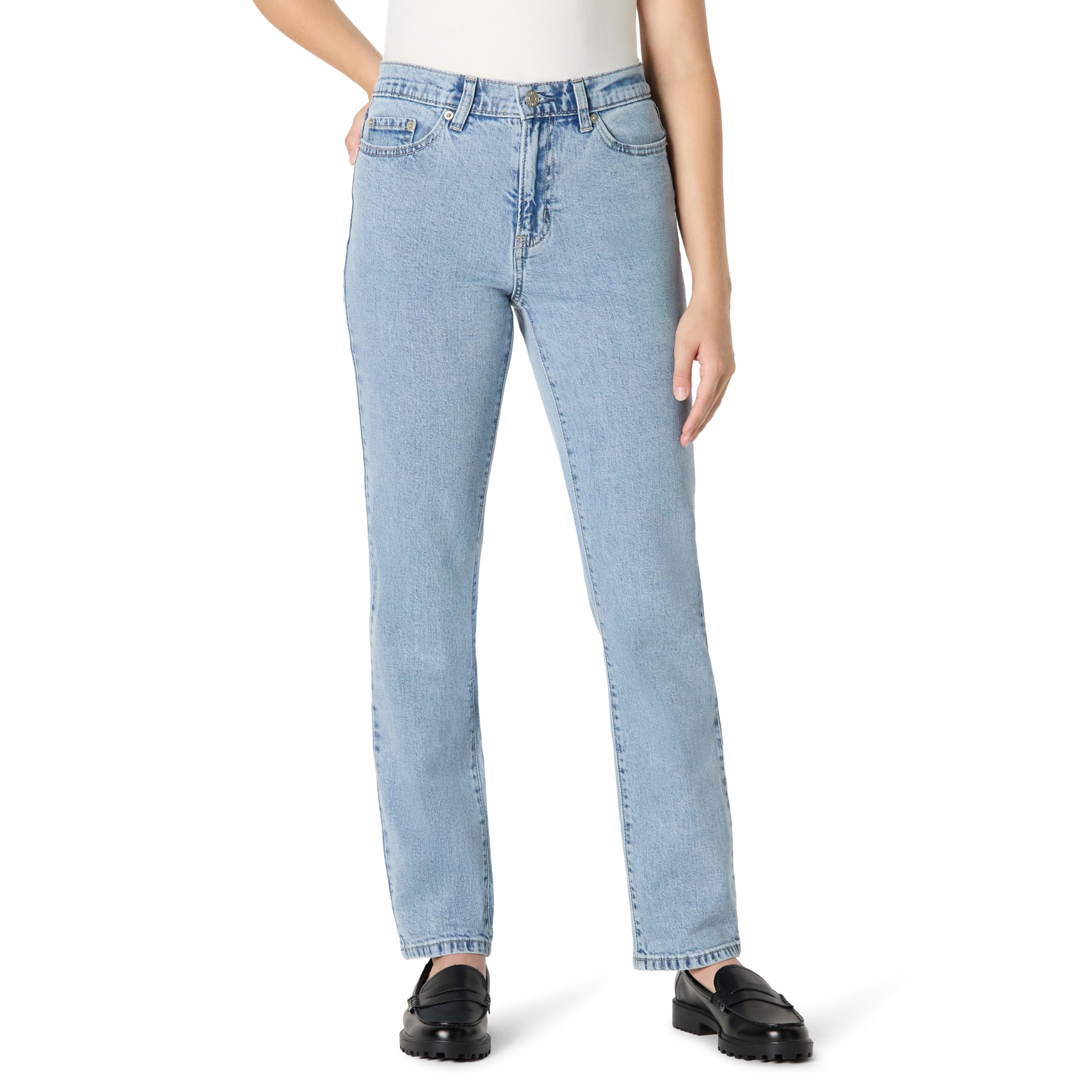 Amazon Essentials Women's Medium Stretch Slim-Fit Mid-Rise Straight Leg Jeans