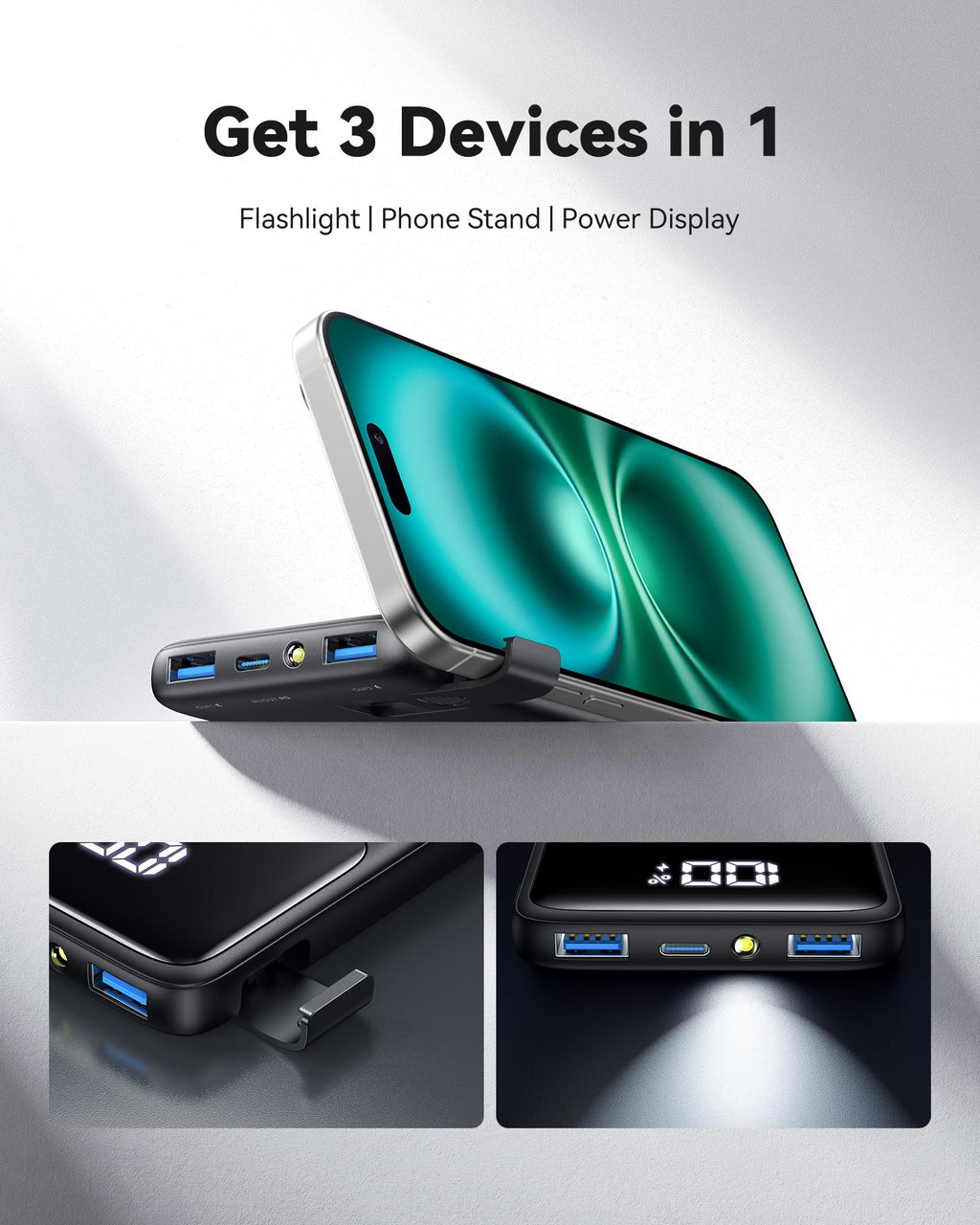 INIU Portable Charger, Ultra Mini 10000mAh 45W Fast Charging Power Bank | Flight-Safe, USB-C Cable, Travel Essential, 45W Battery Phone Pack for iPhone 17 16 Samsung S26 Google iPad etc