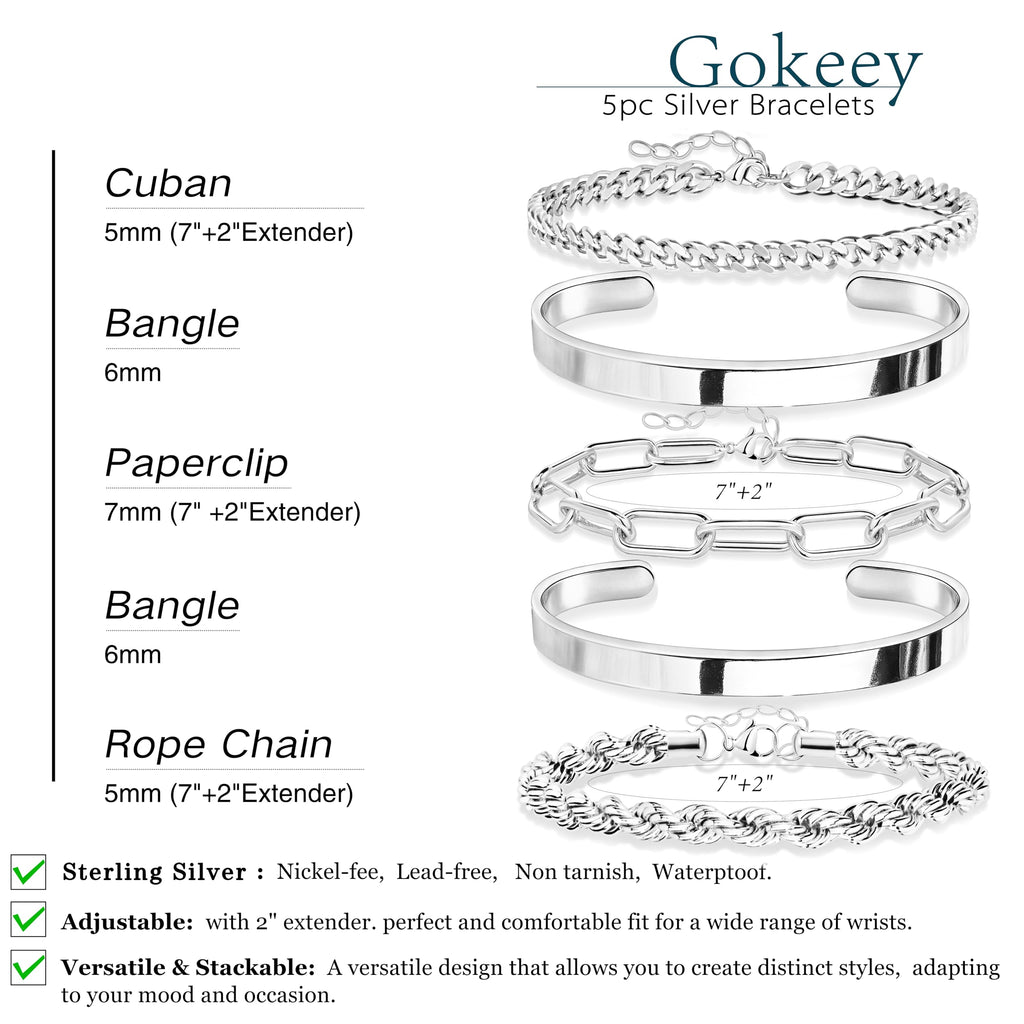 Gokeey Gold Bracelets Set for Women Non Tarnish, Waterproof 14K Gold Plated Sterling Silver Chunky Cuff Bracelet Stackable Gold Bangles Bracelet for Women Trendy Fashion Accessories Tie Knot Cuban Rope Paperclip Beaded Bracelet Stack Jewelry Mothers Day G
