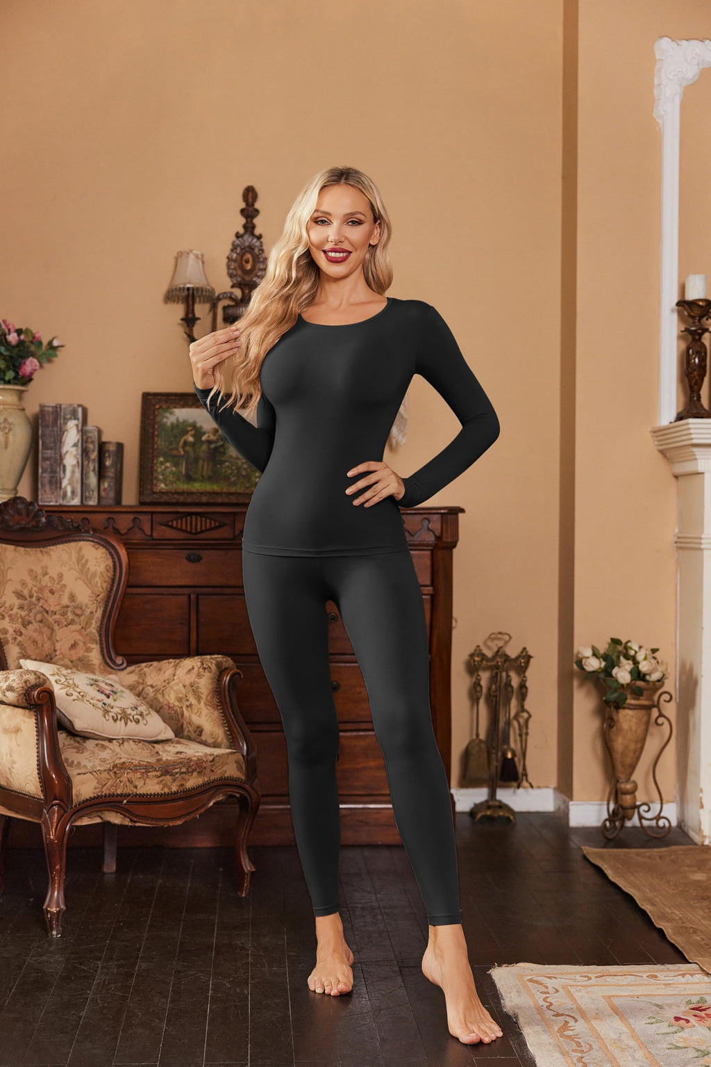 Thermal Underwear for Women Long Johns Base Layer Pajama Sets Cold Weather | Thermal clothes for women, soft stretchy feel, base layering, home lounging, sleep, daily wear, outdoor use, winter wear