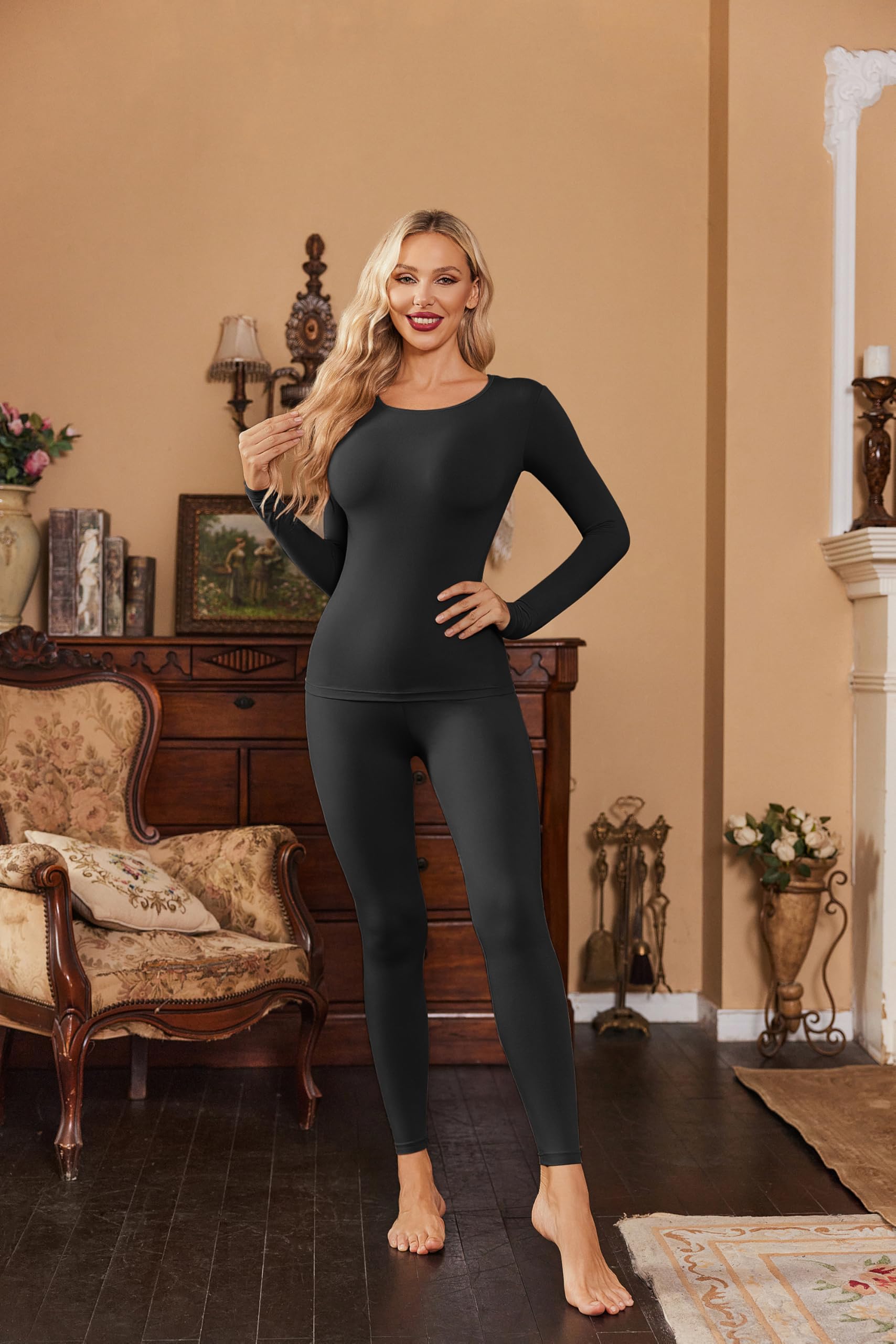 Thermal Underwear for Women Long Johns Base Layer Pajama Sets Cold Weather | Thermal clothes for women, soft stretchy feel, base layering, home lounging, sleep, daily wear, outdoor use, winter wear